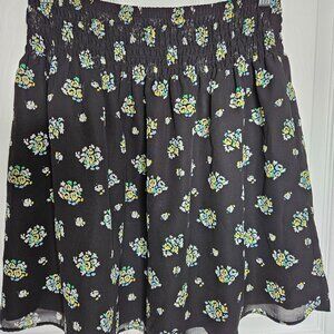 LOFT black floral mini skirt size S